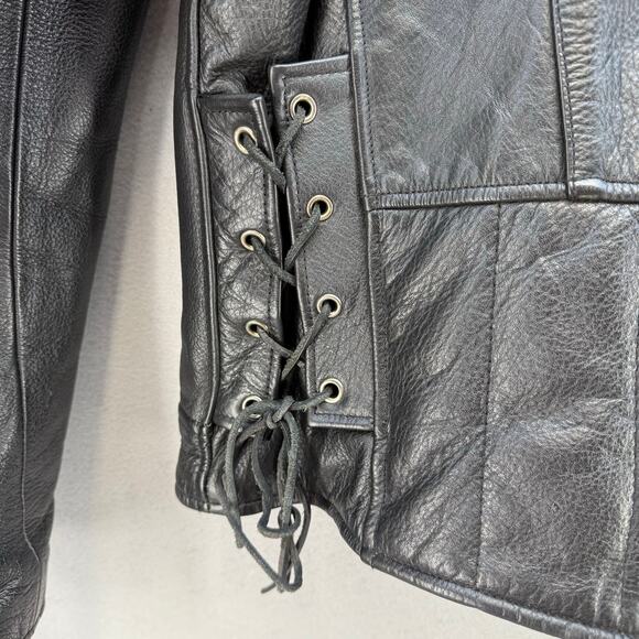 Wilson Leather Moto Racer Jacket Men's XL Black Priest Collar Biker Jacket - Picture 13 of 16